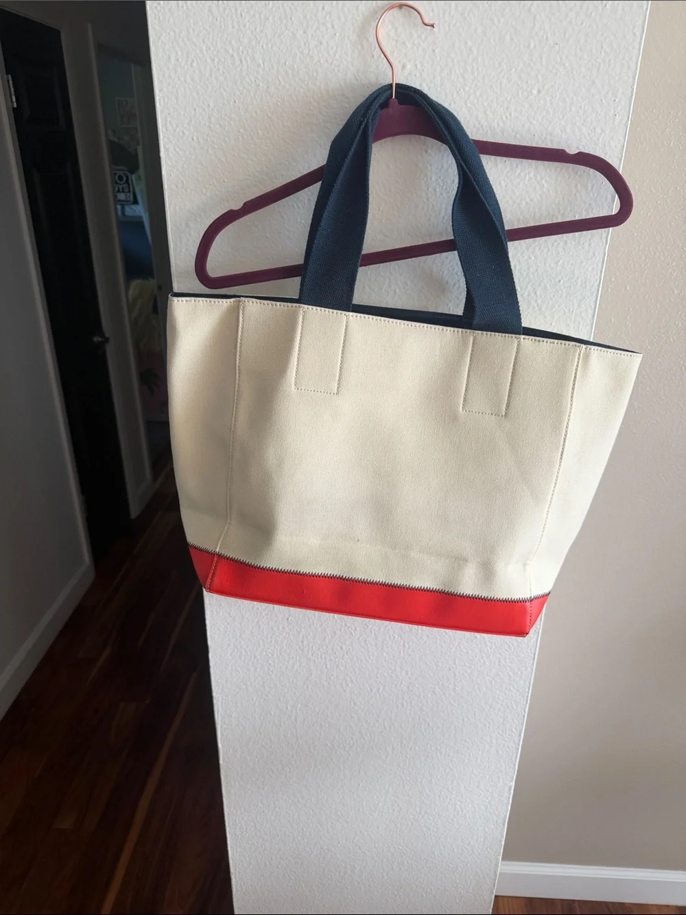 Spartina Tote Bag with Nautical Boat Print - Cream and Red - Picture 2 of 6